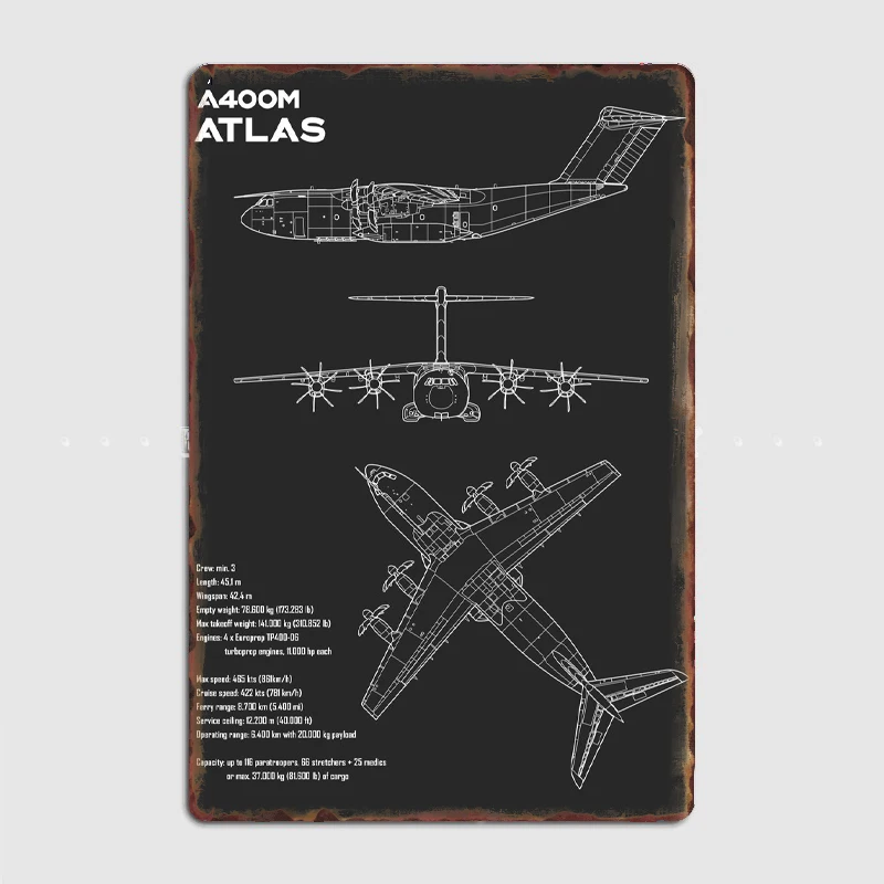 

Airbus A400M Atlas plane Metal Poster Garage Decoration Living Room Cinema Living Room Custom Tin Sign Poster