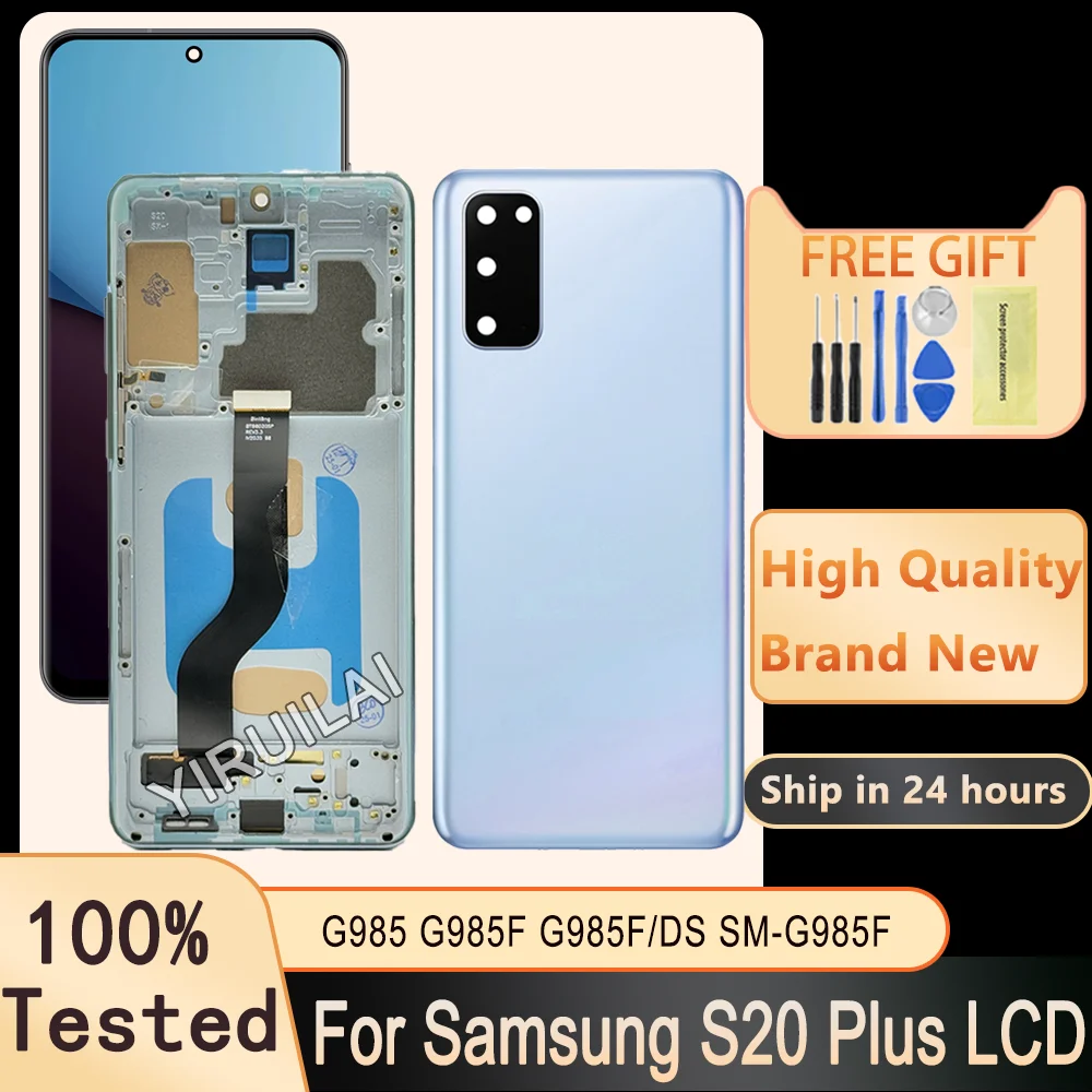 67インチ-tft-スクリーン-s20-plus-フレーム付き、samsung-galaxy-s20-g985-g985f-液晶ディスプレイデジタルタッチスクリーン交換用