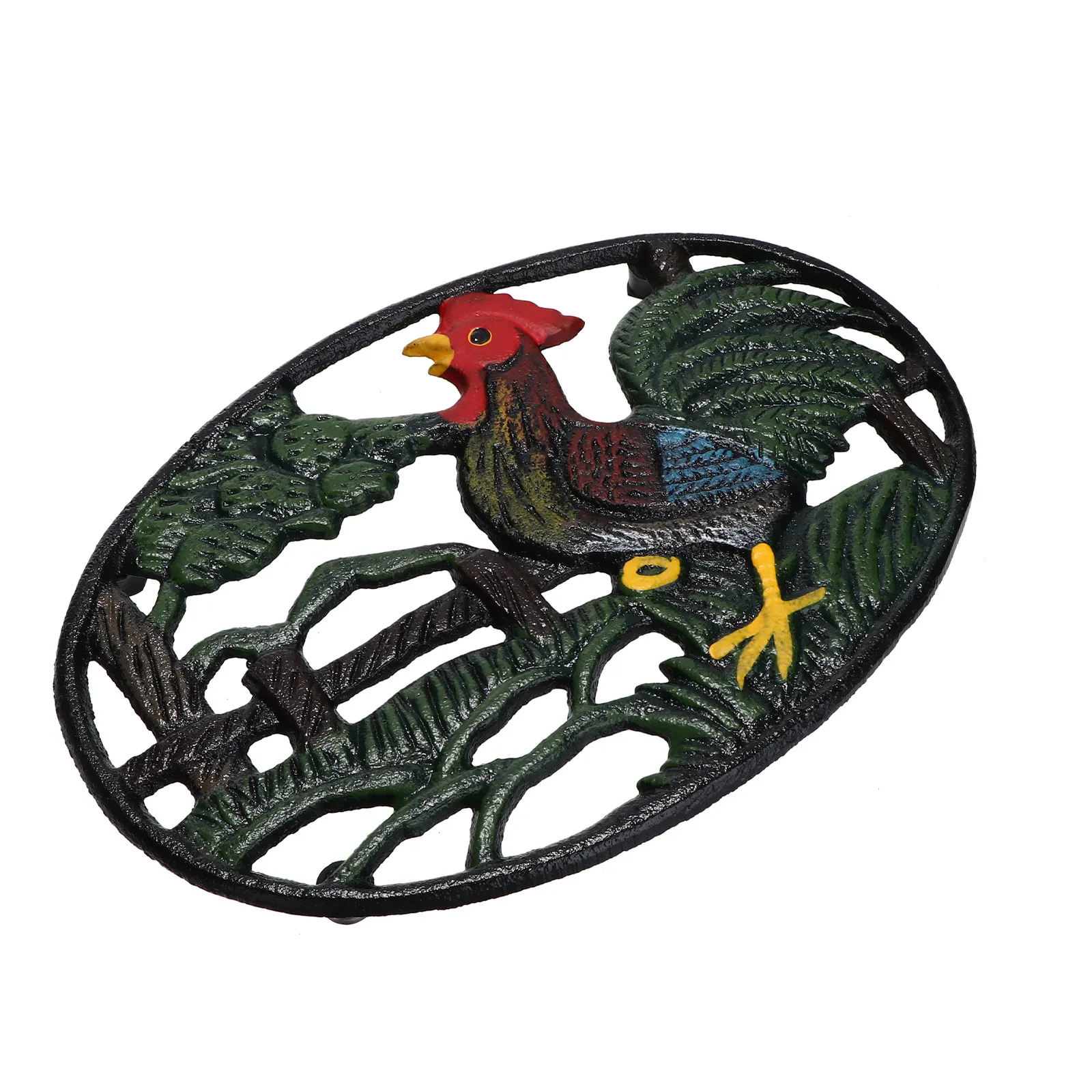 

1Pcs Rooster Heat Insulation Pad Thickened Iron Pot Mat Household Table Heat Insulation Pad Decorative Hollow Placemat Creative