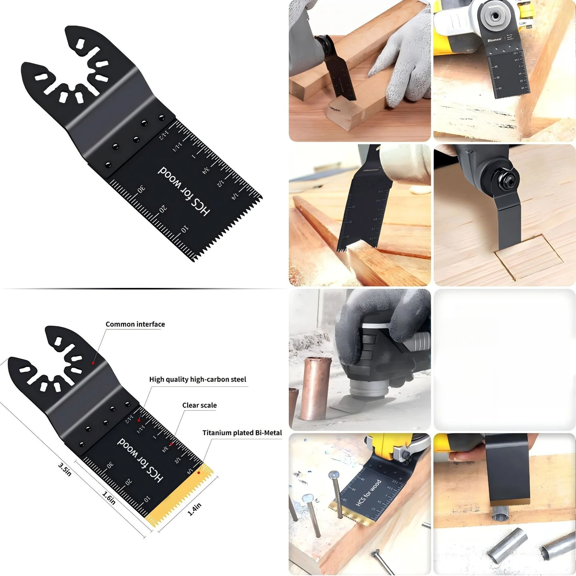 18Pcs Universal Oscillating Saw Blades Set Bi-Metal  Coated Durable Multitool Trimmer Suitable for Makita Dewalt Milwaukee Bosch - view 5