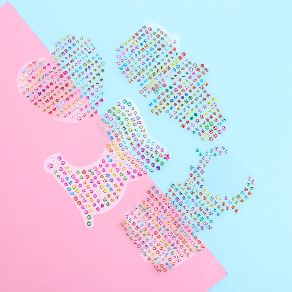 1 시트 무작위 멋진 파티 바디 백 만화 보상 크리스탈 스티커 머리 귀걸이 보석 다이아몬드 자동차 장식