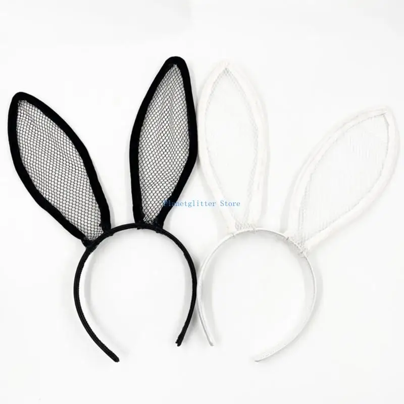 652B Bunny Ears Hoofdband Easter Rabbit Ears Leuke mode cosplay kostuumaccessoires voor volwassenen één zwart of wit