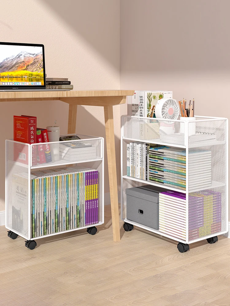 

Mobile Bookelf under Desk Storage Cabinet Home Simple Metal Bookcase Easy to Assemble Book Storage Ra for Everyone