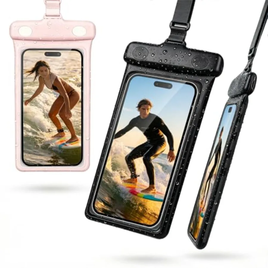 Waterproof Phone Pouch, Waterproof Phone Case for iPhone 17 16 15 14 13 Pro Max XS Samsung, IPX8 3D Cellphone Dry Bag Beach Ess