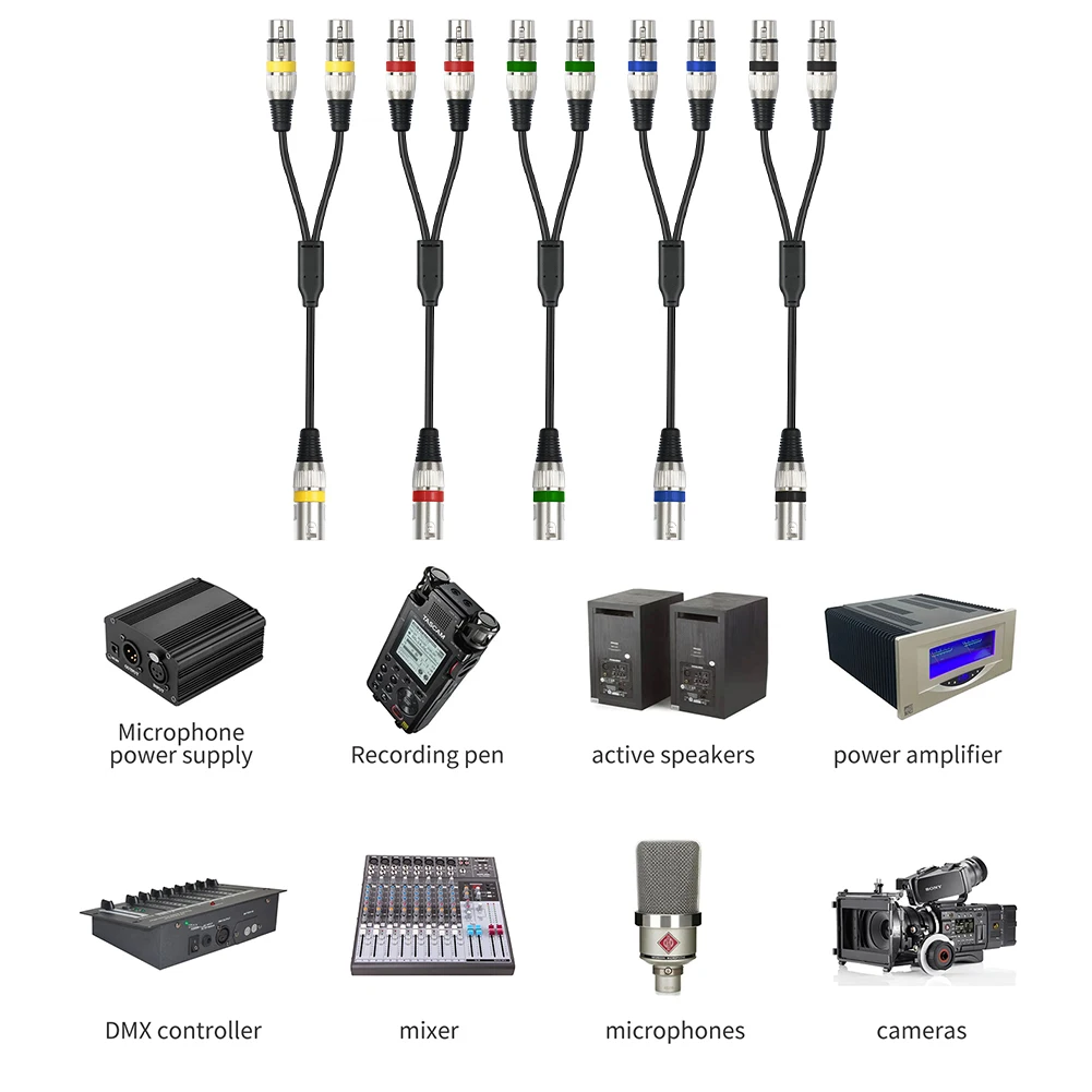 1,5 фута/0,5 м XLR Y-образный разветвитель 1 штекер на 2 гнезда XLR Y-разветвитель 3-контактный разветвитель XLR «папа» на двойной XLR «мама» Y-разветвитель микрофонный кабель