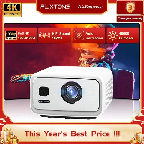 Проектор FlixTone D9W Ultra 40000 люмен 4K 1080P