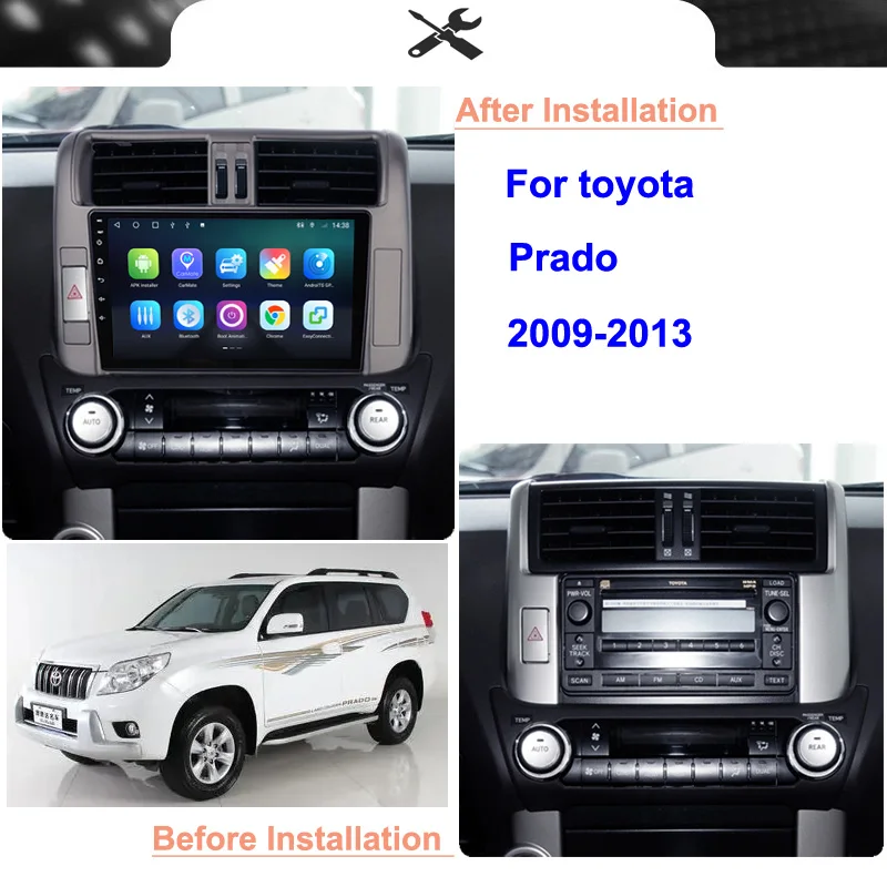 8+256 Android 12 Car Radio Multimedia Carplay For Toyota Prado 150 2009 2010 2011 2012 2013 4G WIFI Navi GPS DVD 2 Din Autoradio