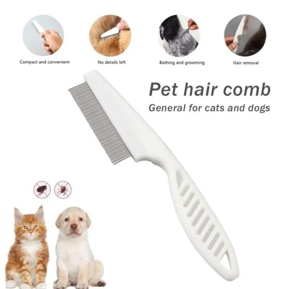 Stainless Steel Fine Tooth Comb  Puppy Cat Hair Grooming Brush Dog Flea Louse Shedding Tools Cat Dog Bath Cleaning Supplies image 2