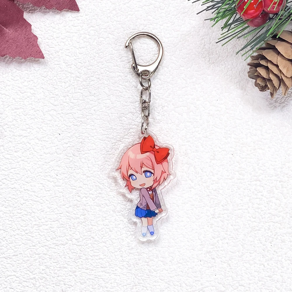1/4Pcs Game Figures Doki Doki Literature Club Keychain Accessories Acrylic Charms Pendant For Bag Key Holder Backpack Decoration image 3