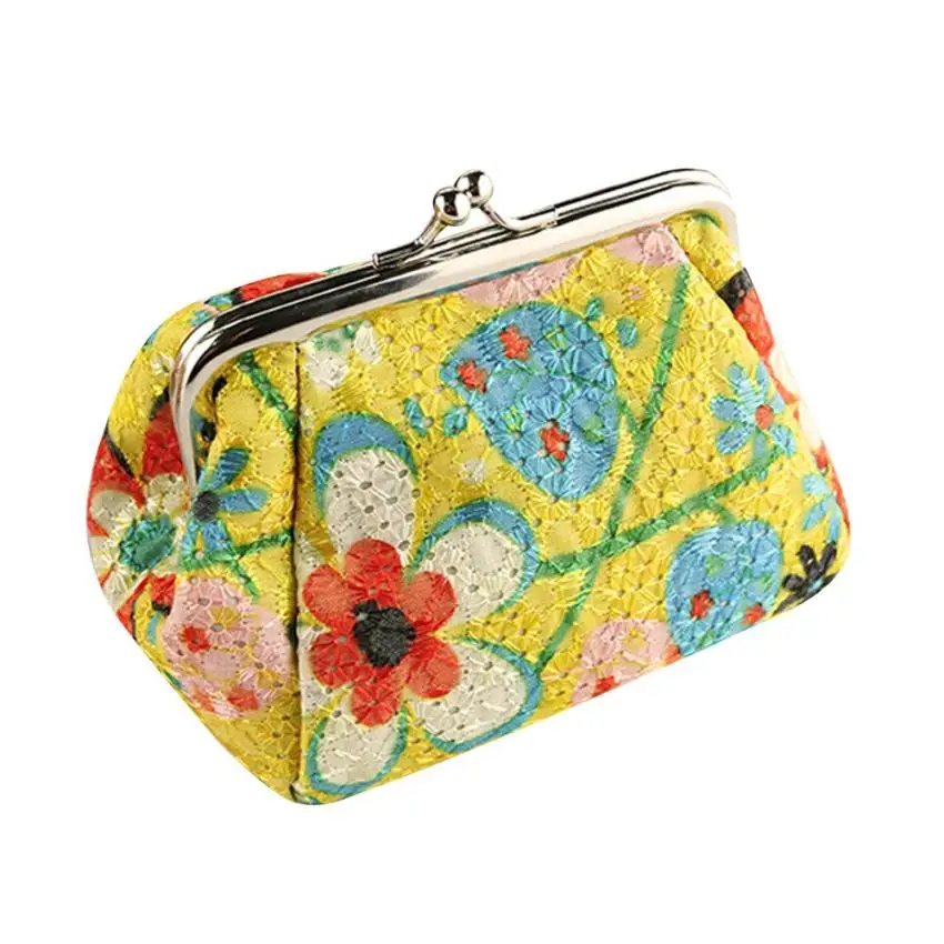 Cartera Retro con estampado de flores para mujer, monedero pequeño con cremallera, tarjetero de cuero, novedad