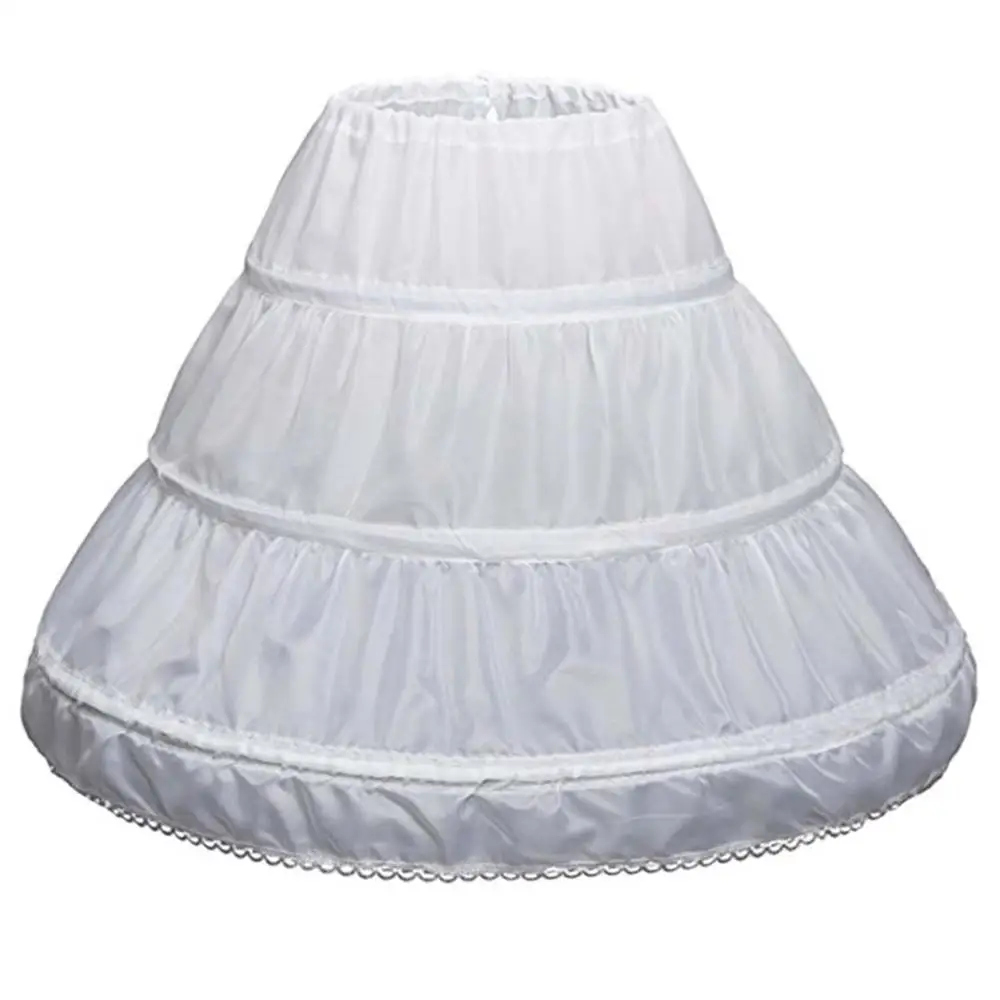 Anágua infantil A-Line, Crinolina, Lace Trim, Flower Girl Dress, Underskirt, Elastic Waist, Cheap, 1 Layer, 1 Layer, White, 2024