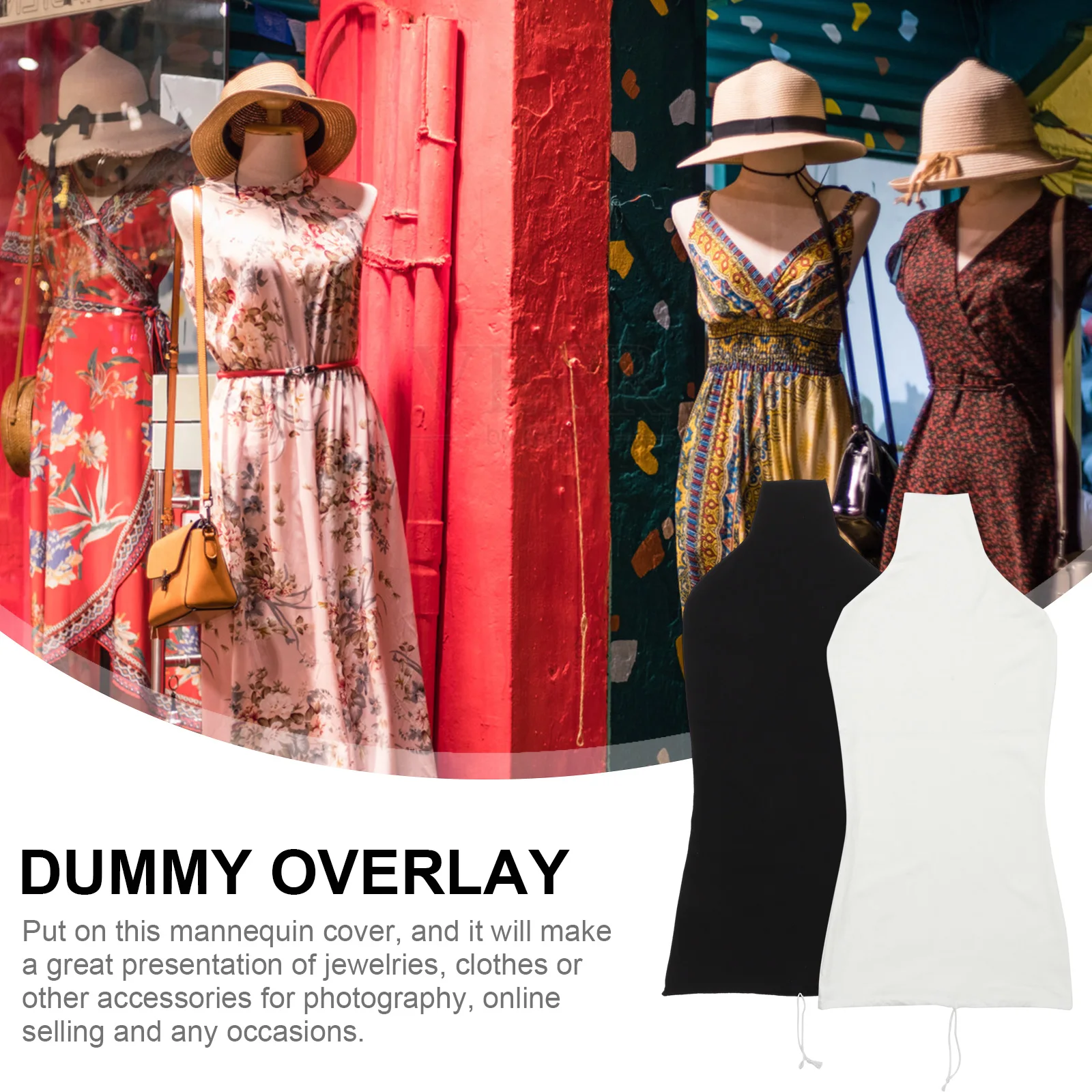 

2pcs Mannequin Cotton Cover Female Dummy Overlay Body Cloth Prop M Size Smooth Elastic Fabric Jewelries Display Accessory