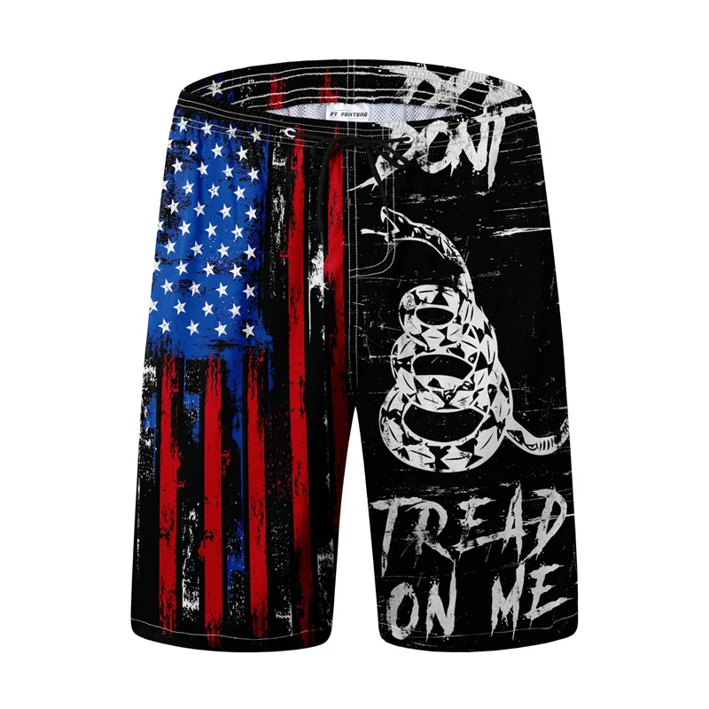 New Fashion American Flag Pattern Beach Short Summer Trend Streetwear Mens 3D Printed Board Shorts Casual Oversized Swim Trunks