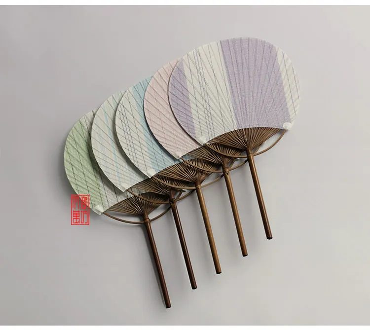 

Fan bamboo wood natural material handmade casual modern new chinoiseriesummer round double-sided japanese cloth classical 1pc