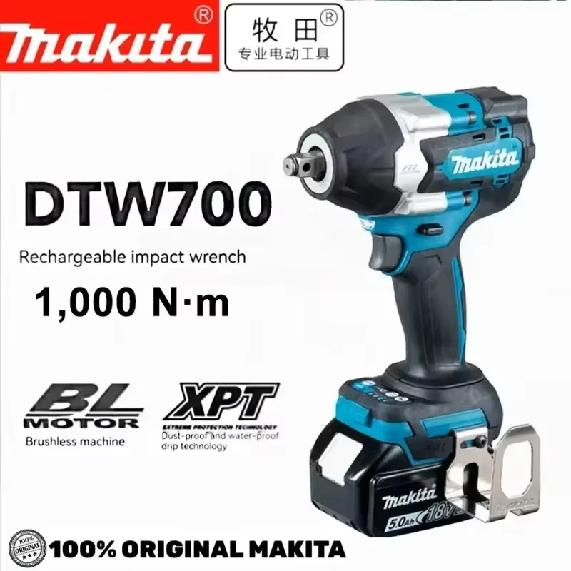 Makita DTW700 18V Brushless Impact Wrench Cordless 1/2 Inch Battery Compatible Electric Tool for Auto Repair and Maintenance