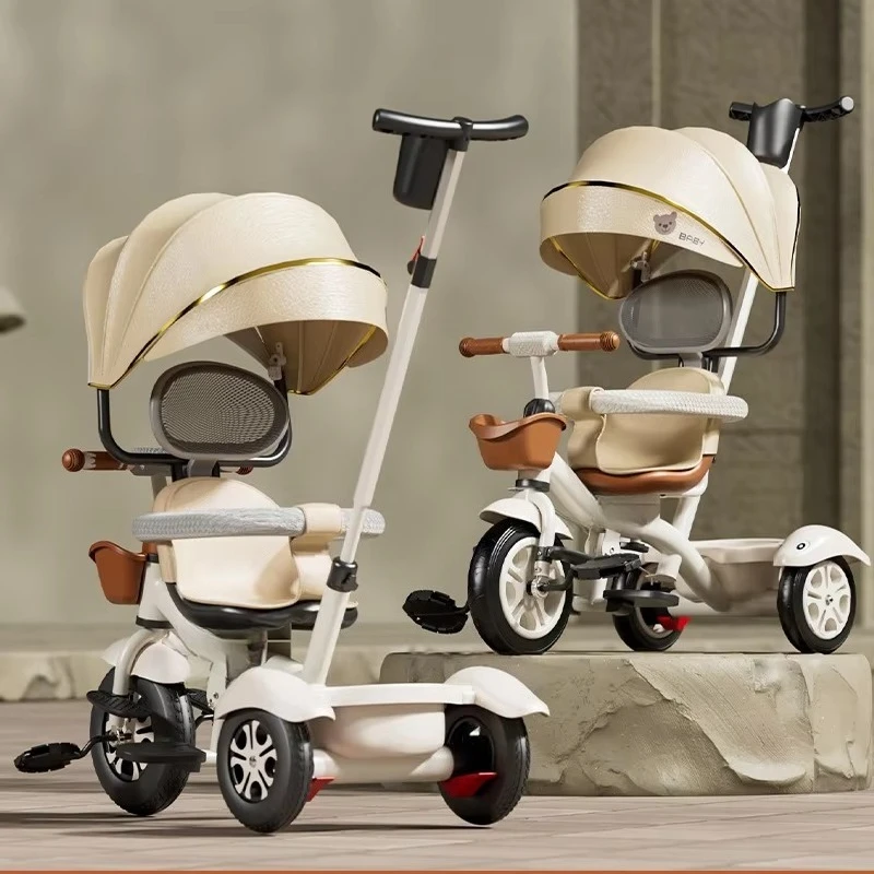 Children's tricycle stroller Toddler bicycle Self-driving car for children aged 1-5