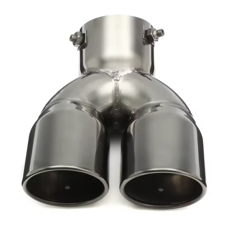 

NEW-Chrome Round Y-Type Universal 76Mm Stainless Steel Car Exhaust Muffler Tip Double Outlet Rear Tail Pipe
