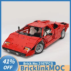 3167PCS 1:7 red 1974 Countach LP400 classic retro supercar static version racing creative ideas ChildrenToy Gift technologyBlock