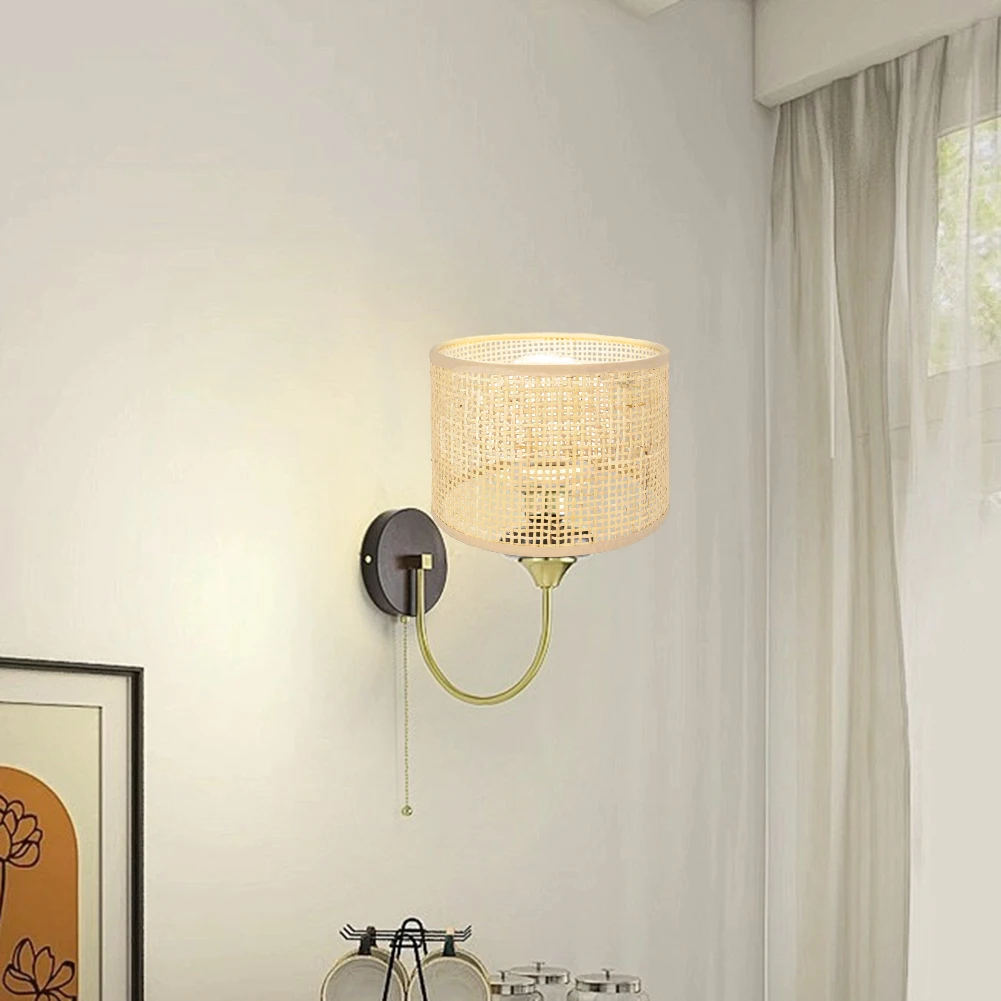 

E27 Rattan Woven Lampshade Rattan Table Lamp Shade Retro Rattan Lamp Shade Decor for Table Lamps Floor Light