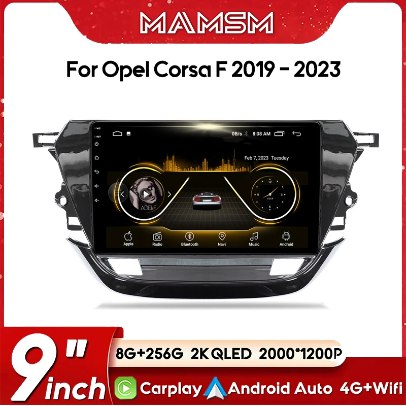 For Opel Corsa F 2019 - 2023 Car Radio Multimedia Video Player Navigation stereo GPS Carplay Auto Android 13 No 2din 2 din dvd