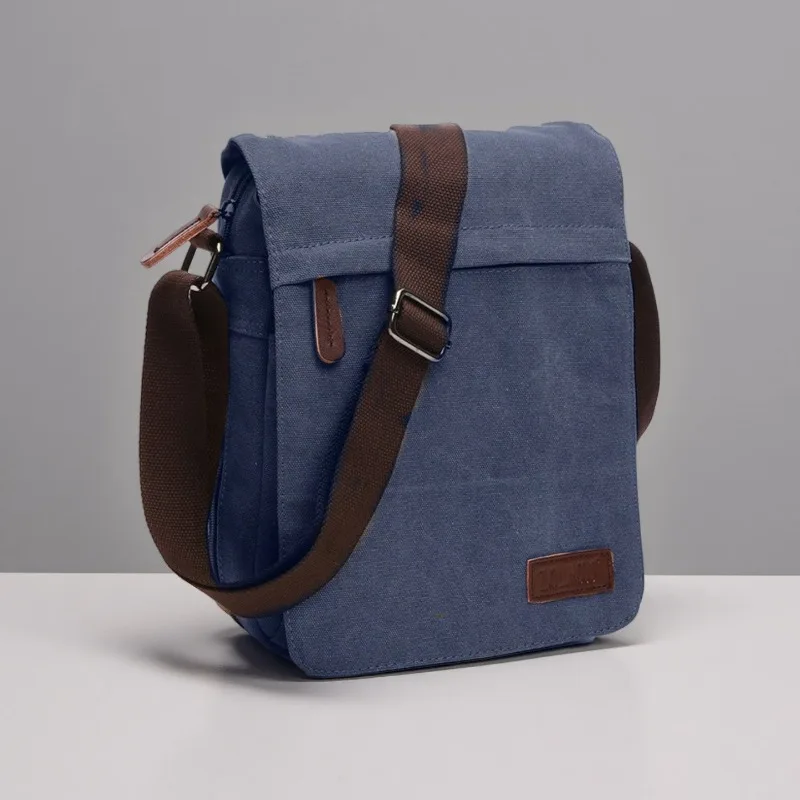 1pcs Men's Canvas Crossbody Bag Outdoor Laptop Shoulder Bag Casual Business Briefcase