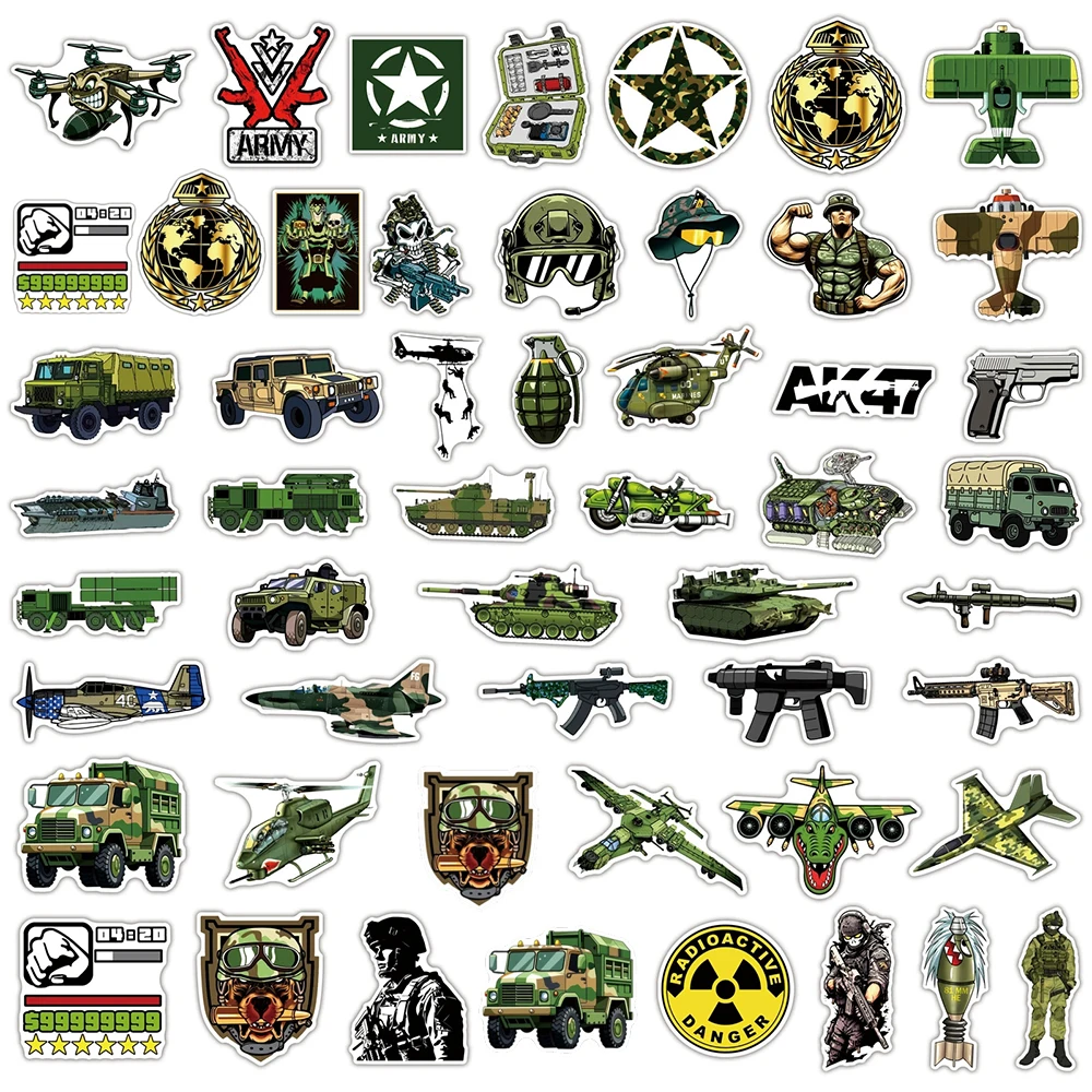 สติกเกอร์ลายกราฟฟิตี้ทหารเท่ๆ กันน้ำ 10/30/50 ชิ้น สำหรับตกแต่งมอเตอร์ไซค์ โทรศัพท์ กระเป๋าเดินทาง จักรยาน อุปกรณ์การ์ตูน ฯลฯ