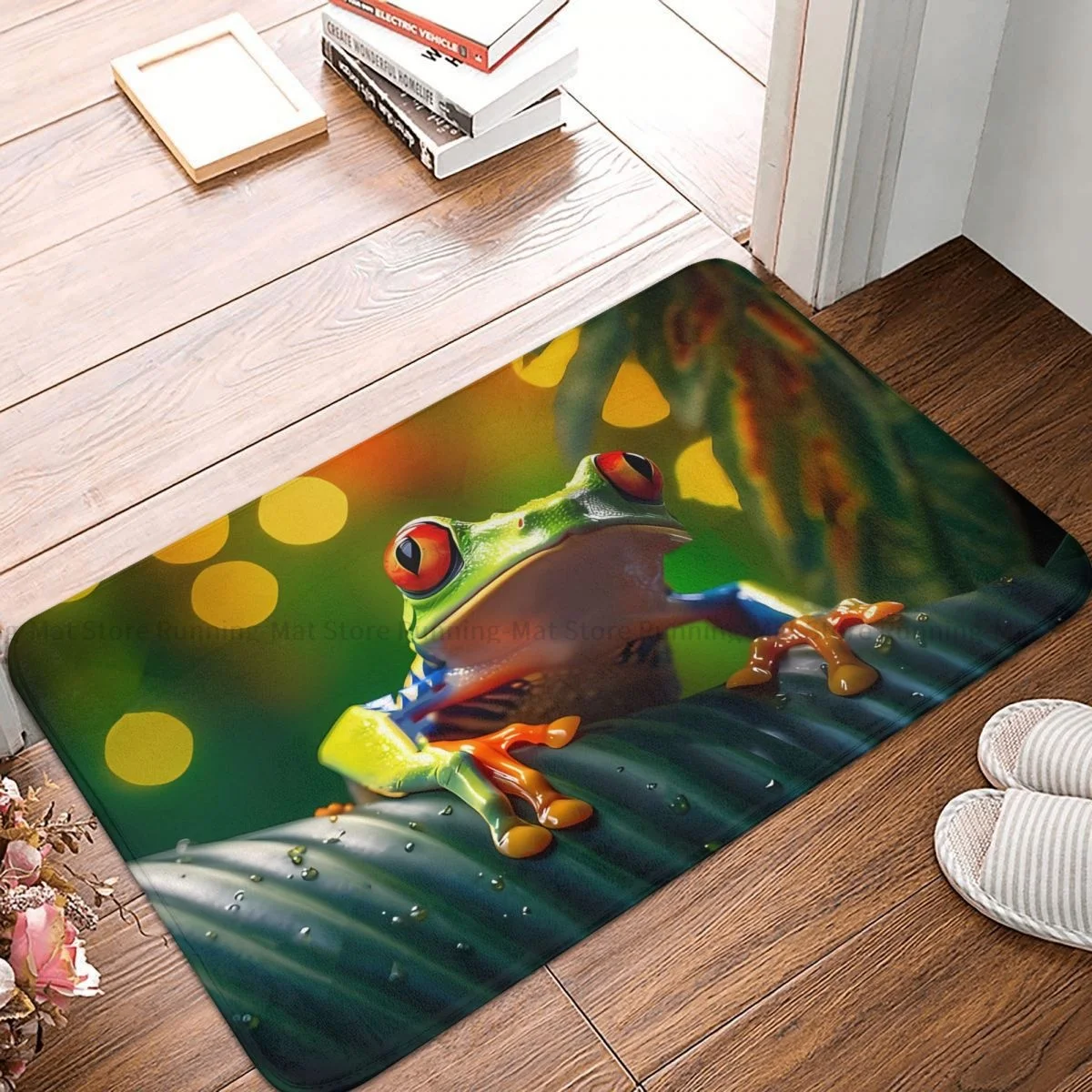 Frog Toad Animal Kitchen Non-Slip Carpet Red Eyed Green Tree Frog Living Room Mat Entrance Door Doormat Home Decor Rug