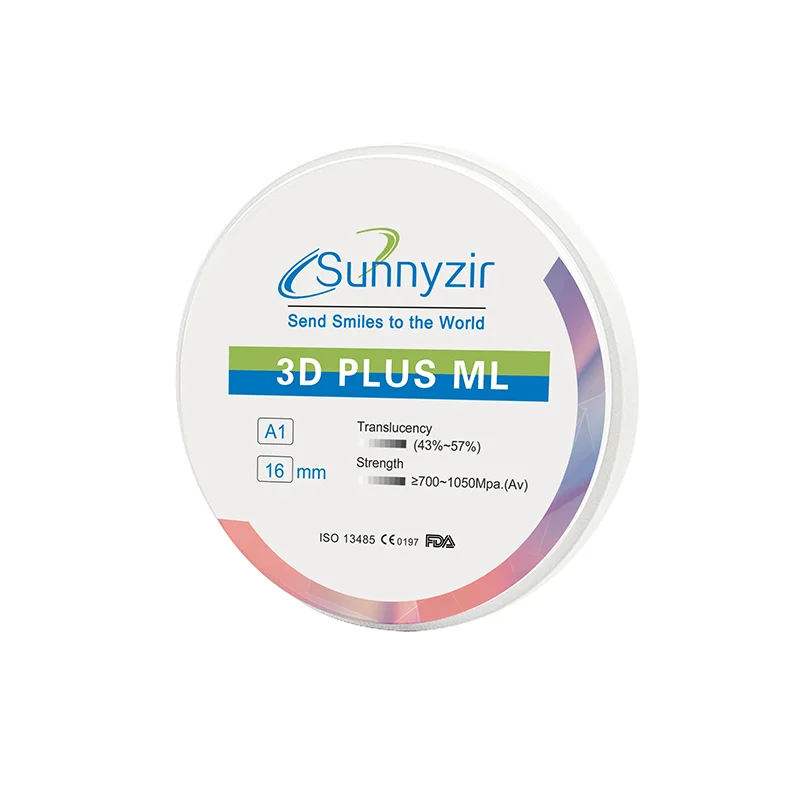 

Sunnyzir 3D Pro Multilayer Zirconia Blocks Discs Translucence 43%-57% Zirconium Blank for Dental Lab CAD/CAM