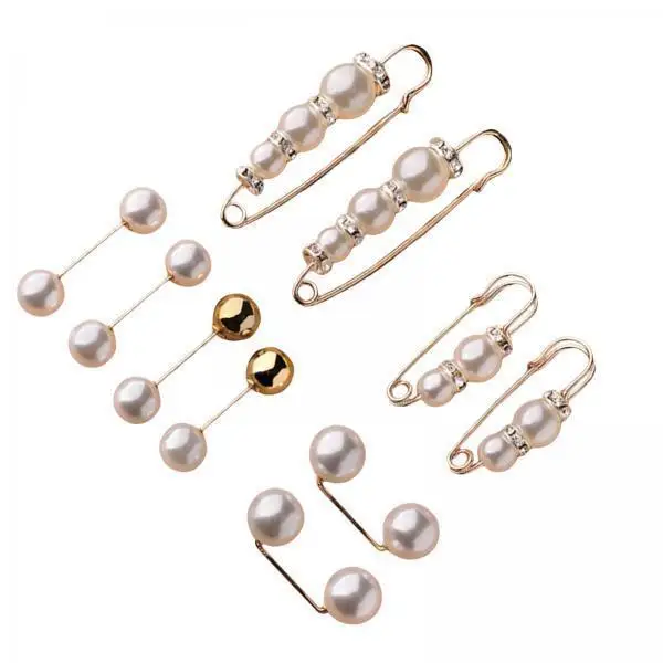 Women Cufflinks Dress Shirt Decorative Crafts Alloy Brooch Clothes Pin Set for Collars Sleeves Headscarf Secure Wear