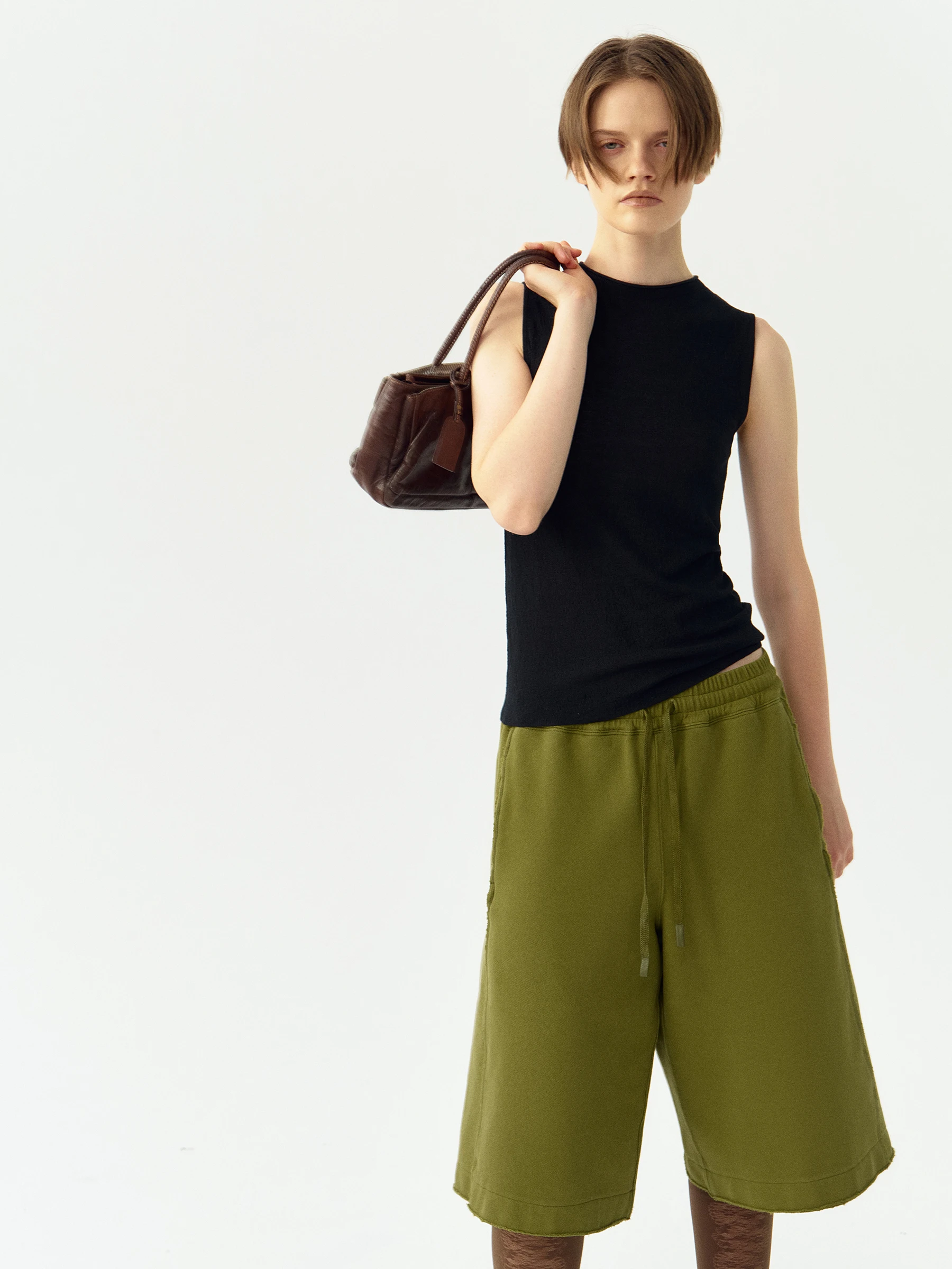 VERMO Lenzing Silk Wool Blend Knitted Vest Half High Collar 3D Texture Women's Slim Fit Fashion Outerwear Autumn Season