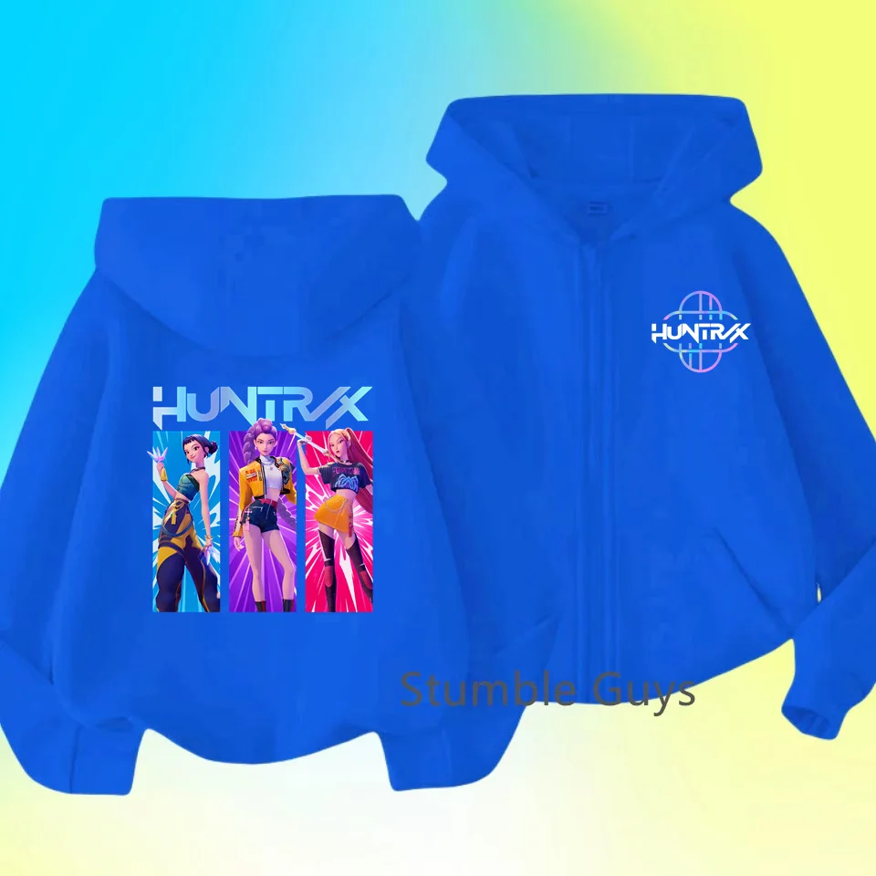 

Little girl boy sports zipper pink hooded baby casual top funny zipper sports shirt Korean pop demon hunter hooded children's