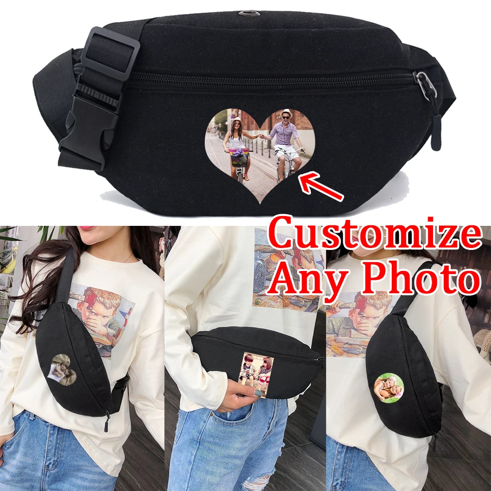 Men Waist Bag Custom Photos Fanny Pack Men's Wallet Casual Phone Pouch Purse Women Canvas Travel Belt Bag Sports Banana Bags Hip