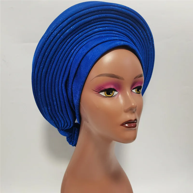 Hot African Femme Turban Hijab Nigeria Head Wrap Women Nigerian Auto Handmade Hat Fashion Cap For Wedding 1 Pcs/pack