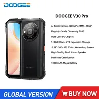 DOOGEE V30 Pro Rugged 5G Smartphones 6.58Inch FHD Octa Core 12GB+512GB Android 13 Mobile Phone 200MP 10800mAh 33W Fast Charging