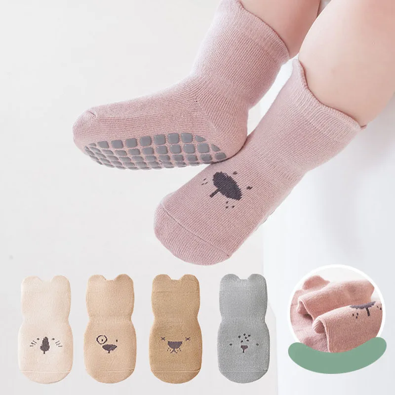 Calcetines con estampado para bebé, niña y niño, ropa gruesa de rizo, accesorios para recién nacidos, zapatillas de regalo, ropa infantil