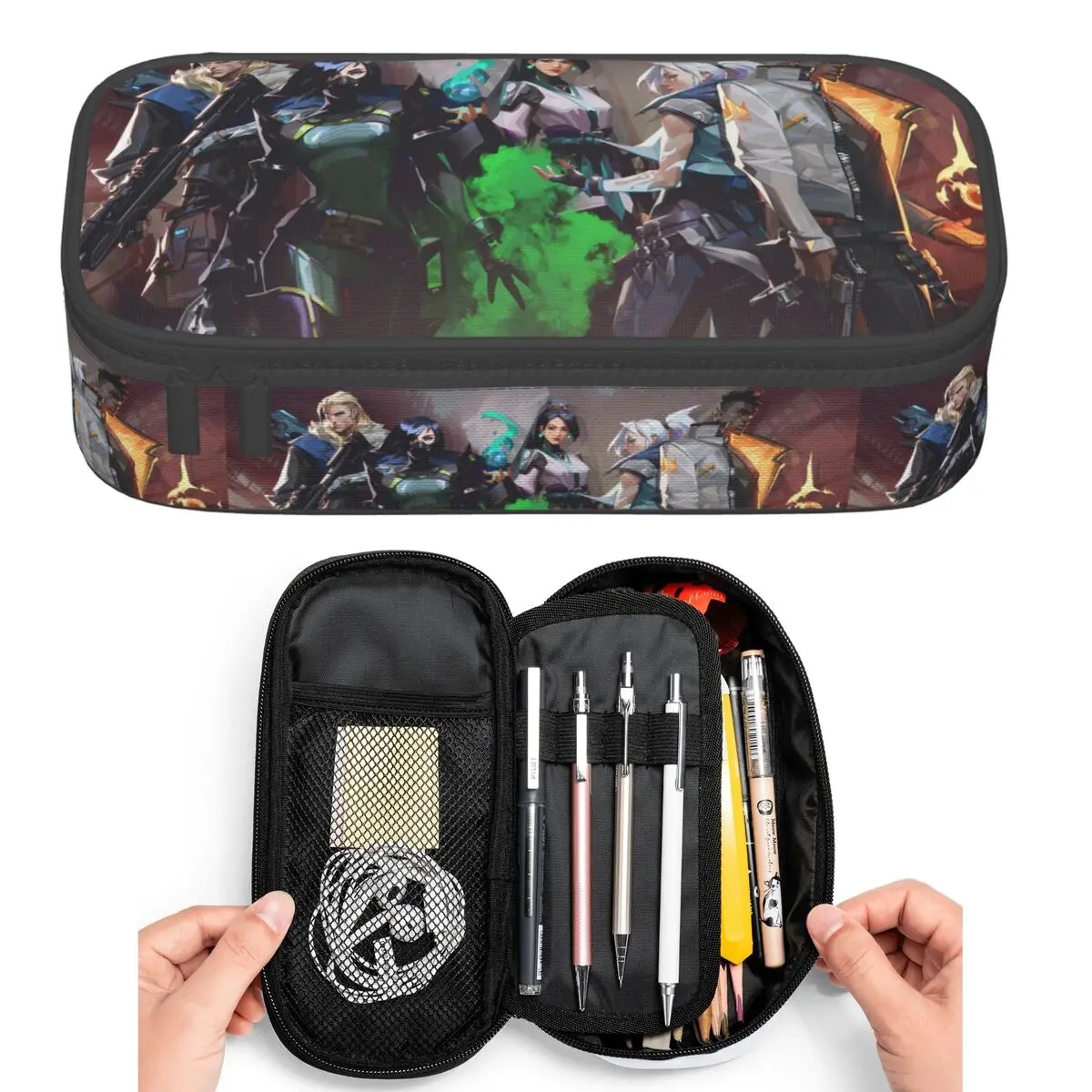 Valorant Shooting Game Computer Pencil Cases for Student Pen Box Pencil Bag Big Capacity Pencil Pouch Pen Holder