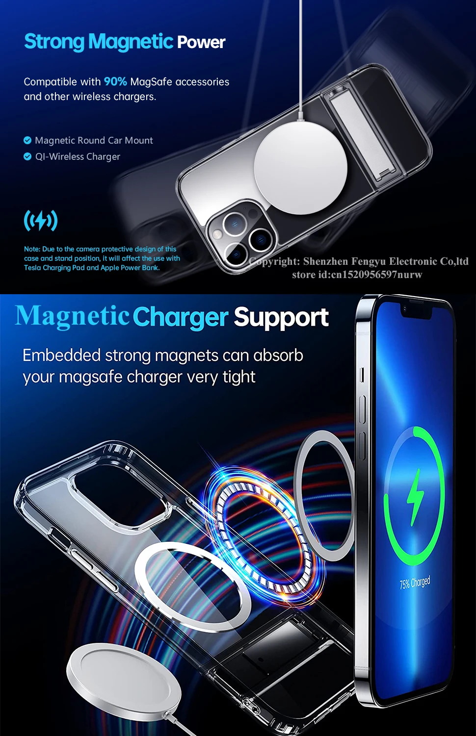 Magnetic Clear Phone Case for Magnet with Kickstand for iPhone 18 17 16 15 14 Pro Max 13 12 11 Plus Mini Shockproof Mobile Cover