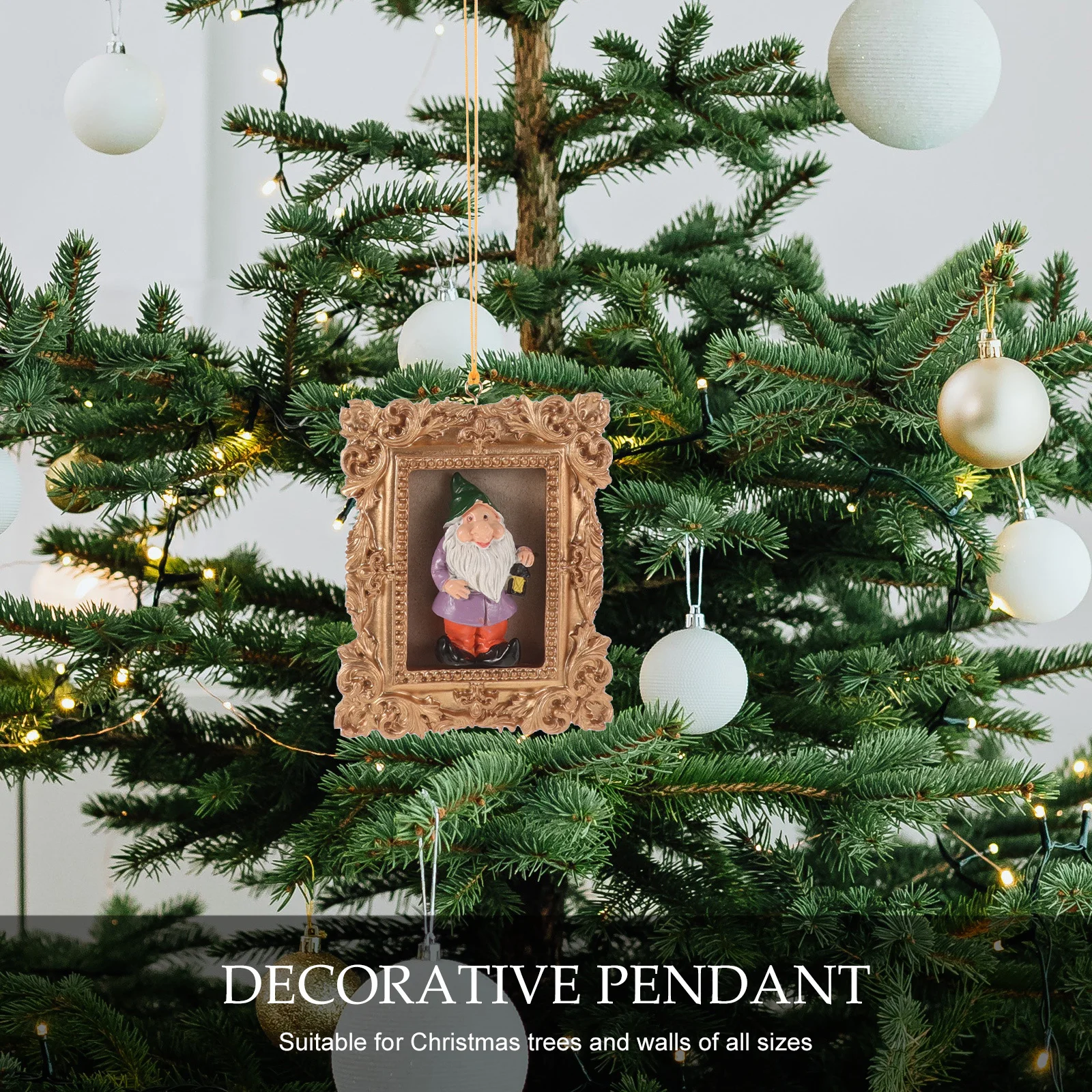 

Charming 3D Dwarf Hanging Ornament for Christmas Tree Resin Mini Decor Small Tree Wall Mountable Xmas Party Prop Cute Santa