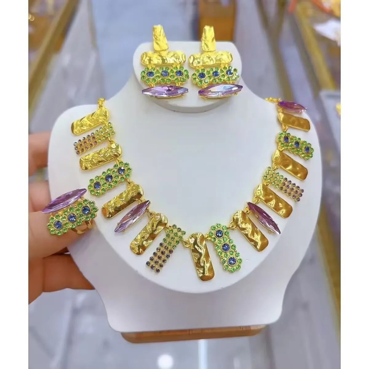 

New Dubai 24K Gold Plated Necklace, Earrings, Rings, Wedding Party Jewelry Set, Gift for Lover YY10742