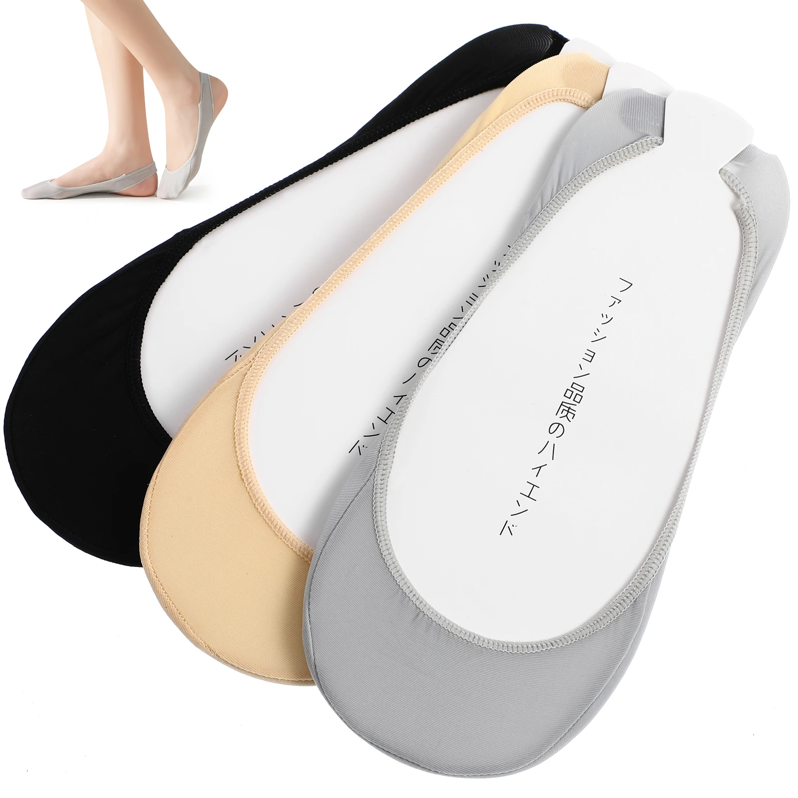 

3pcs 3 Pairs Anti Slip Half Socks Forefoot High Heel Liner Mouth Invisible Socks Silicone Non Skid Sock Set Summer