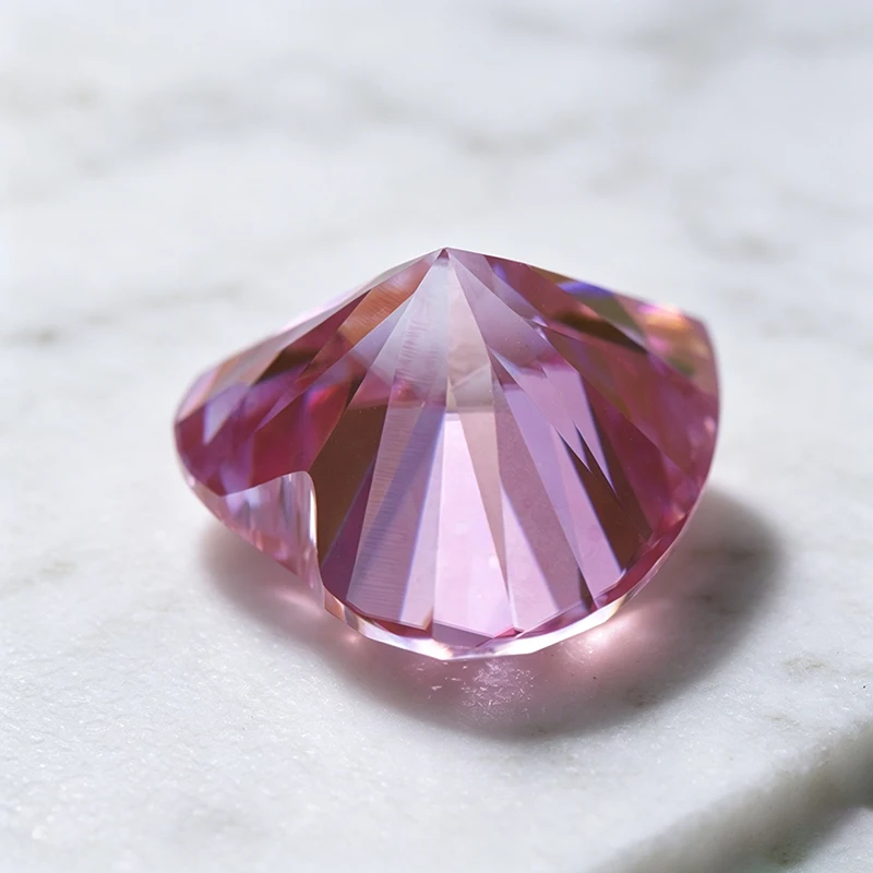 Moissanit-Stein Herzschliff Sakura-Rosa Farbiger Edelstein für Charms Schmuckherstellungsmaterialien Besteht Diamanttester mit Zertifikat – Detail 2