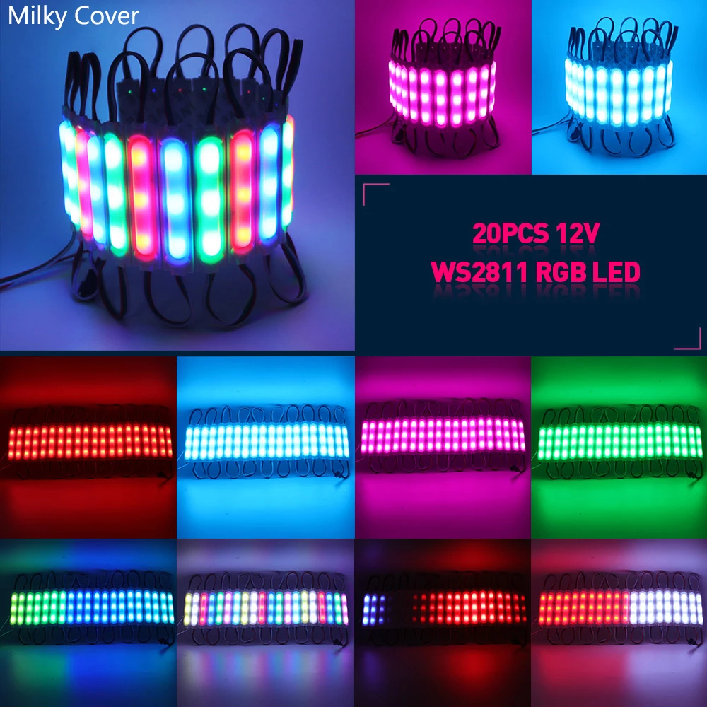 20pcs LED Module DC12V 3 LED WS2811 RGB LED Pixel Light Module Waterproof LED Lighting Full Color Smart Pixel Addressable Module