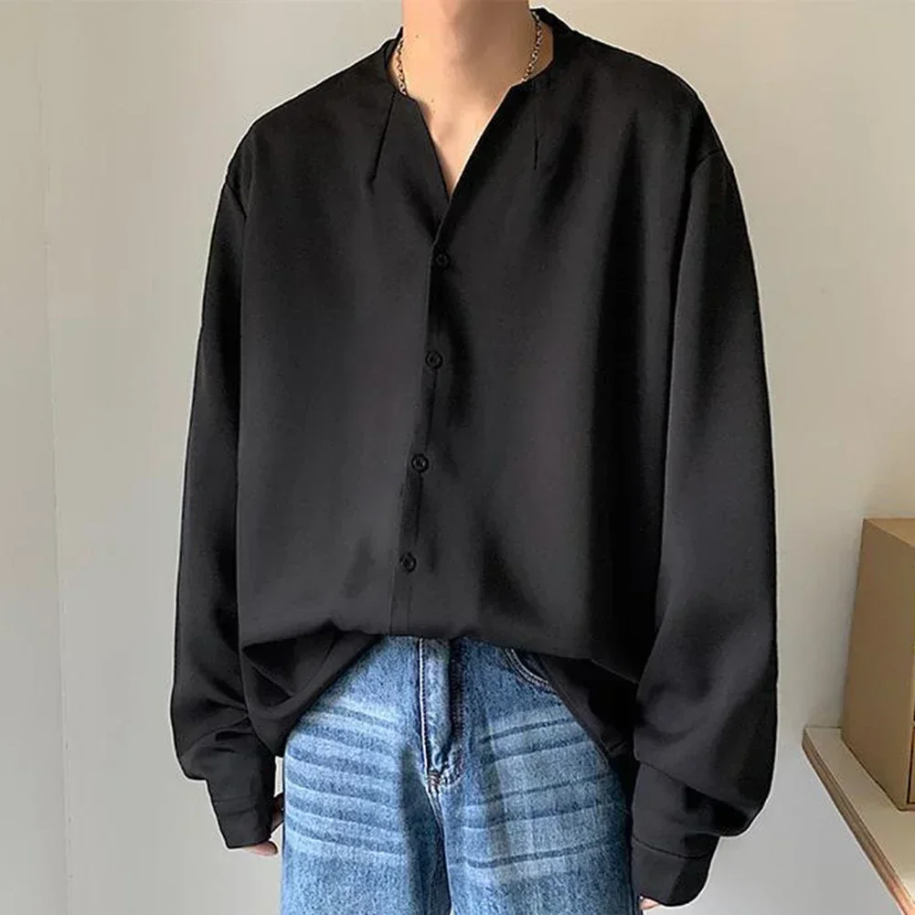 

All-match Casual Clothing For Men Shirt 2XL Korean Long Sleeve Shirts Casual Holiday Wear Polyester Spandex Blend