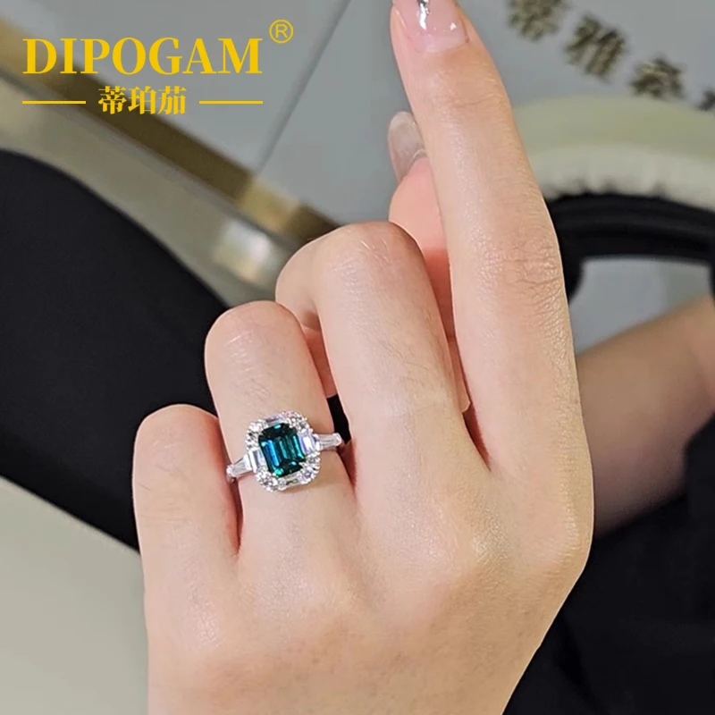 

Новое роскошное женское обручальное кольцо из чистого серебра 925 пробы с изумрудной лестницей и квадратной микроинкрустацией с 2 каратами и бриллиантами