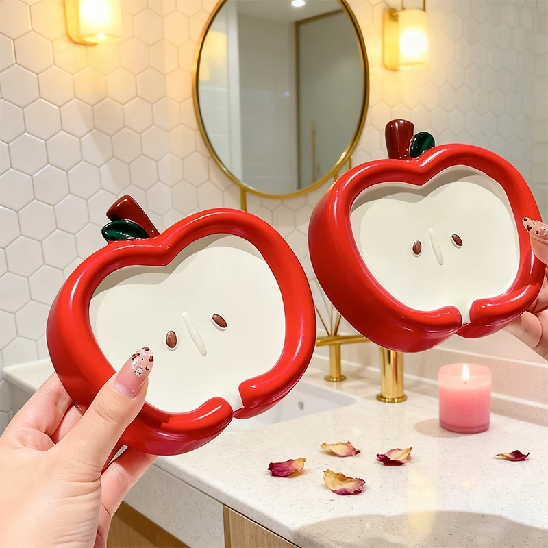 

Креативная мыльница в форме яблока, портативная подставка для мыла, дренажный контейнер для хранения мыла, милая подставка для мыла для ванной, декоративный элемент для дома