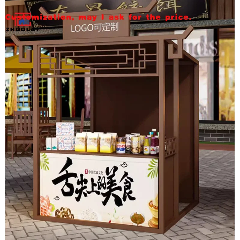 custom.Outdoor Market Rack Commercial Street Internet Popular Iron Art Display Stall Selling Booth Table Street Vendor Stand Foo