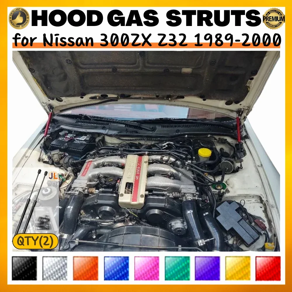 

Qty(2) Hood Struts for Nissan 300ZX Z32 1989-2000 Front Bonnet Modify Gas Springs Shock Absorber Lift Supports Dampers