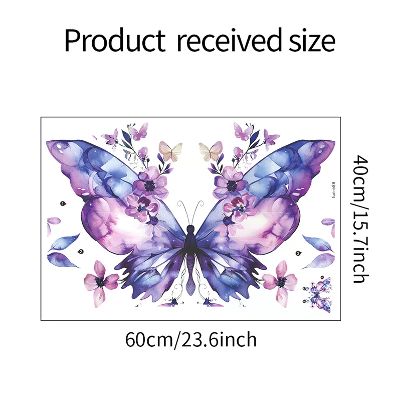Purple butterfly flower beautification sticker decoration wall sticker refrigerator door sticker closet bedroom home decoration