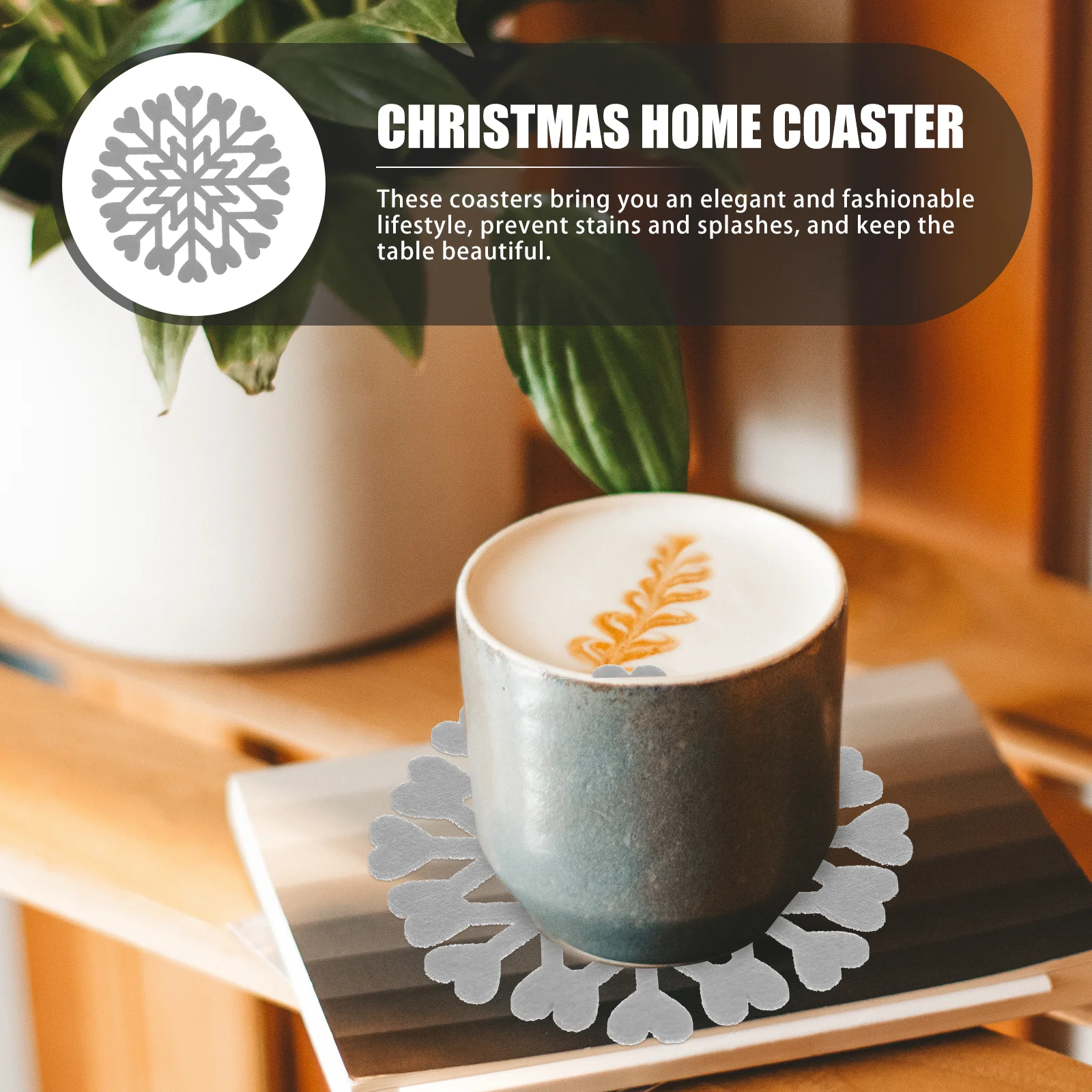 

12 Pcs Snowflake Coasters Felt Fabric Heat Insulation Anti Skid Christmas Decor Mug Mat Table Pad Gift Home Textile