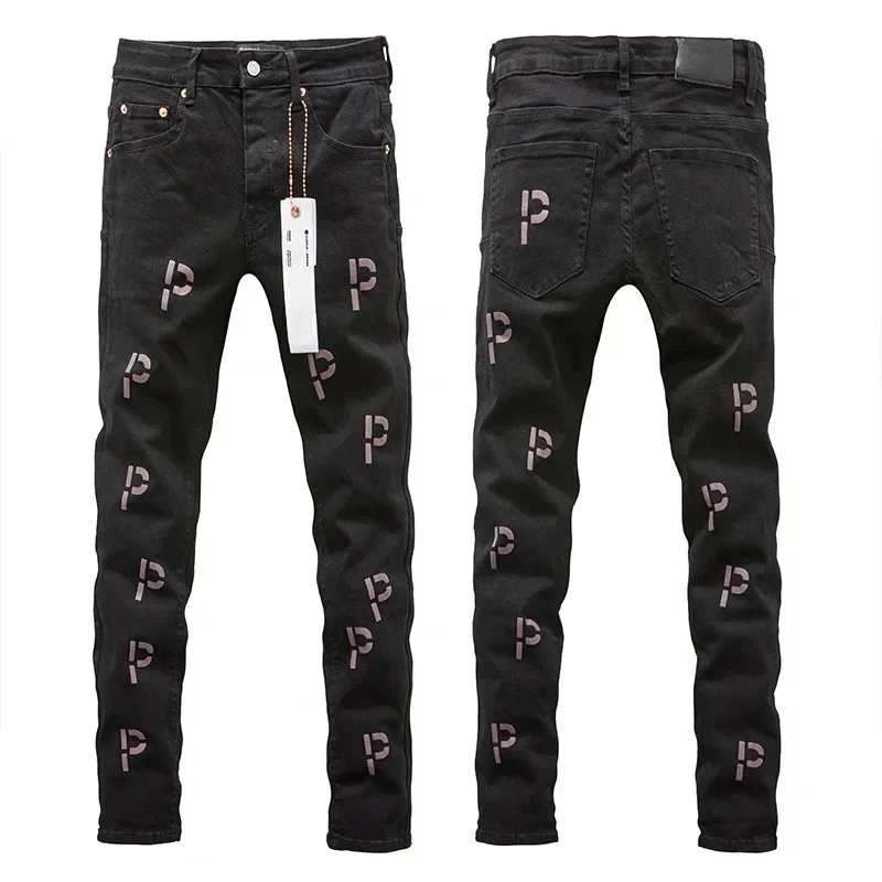 

Top quality Purple ROCA Brand Jeans New Letter Embroidery Washed Jeans Men's Straight Stylish and slim pants